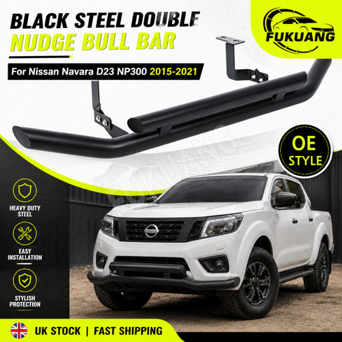 Double nudge bull bar black - double,